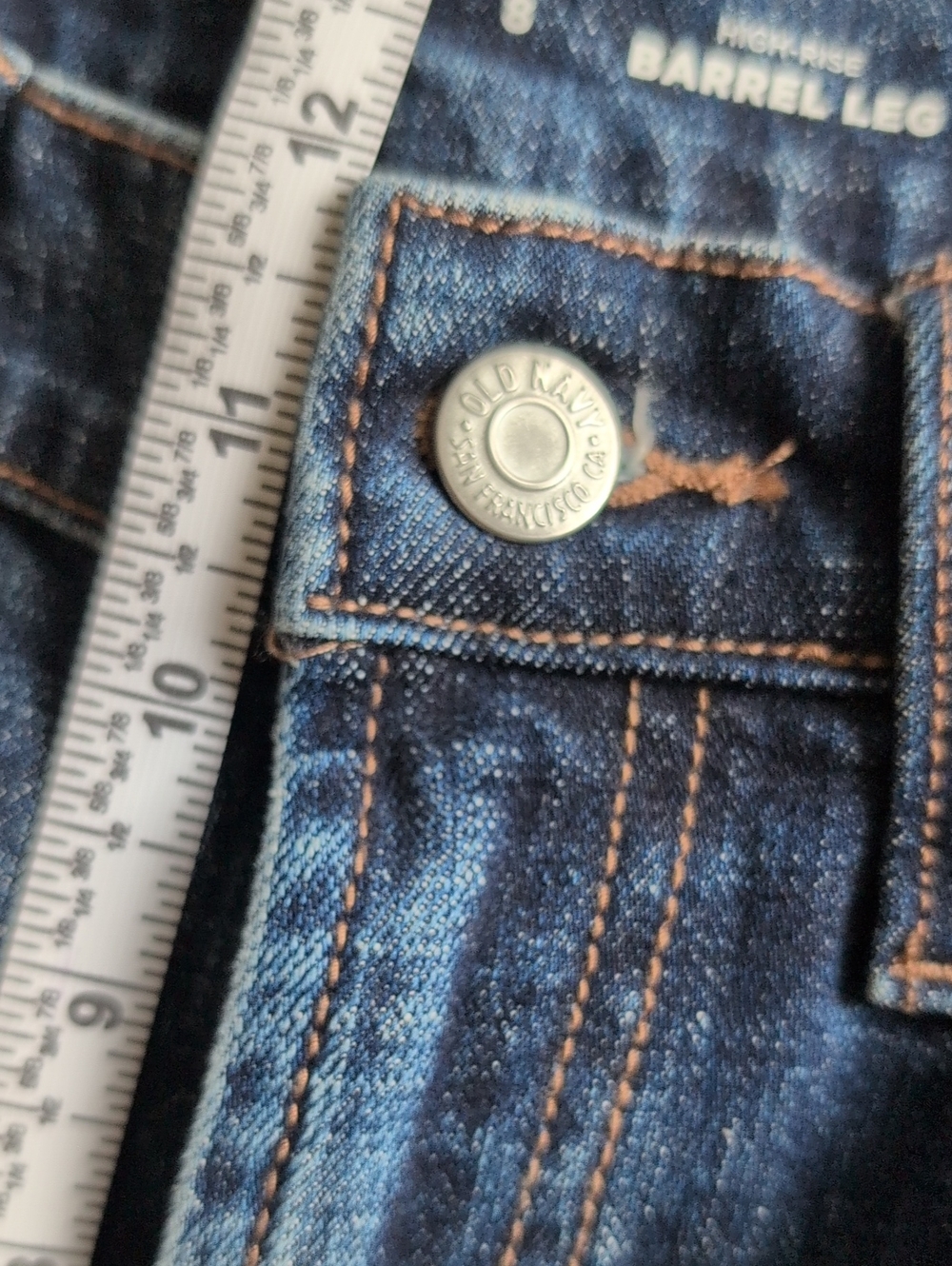 Old Navy Women's Dark Blue Barrel Leg Jeans - Picture 10 of 10